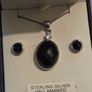 925 Sterling Silver Black Onyx Stone Necklace and Earrings Image 2