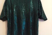 Ladies F&amp;f Green Sequin Sparkle Party Top Size 14 Bnwts
