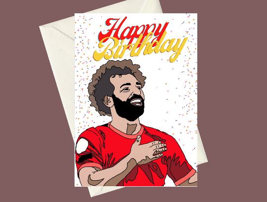 Handmade Liverpool Mohamed Salah Birthday A5 Card, Perfect for gifts, occasions, or funny card for Football Fans