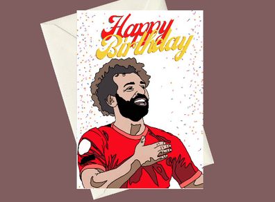 Handmade Liverpool Mohamed Salah Birthday A5 Card, Perfect for gifts, occasions, or funny card for Football Fans