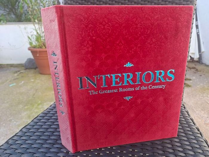 Large (447 pages) Hardcover Book Interiors: The Greatest Rooms of the Century (Merlot Red Velvet cover edition)