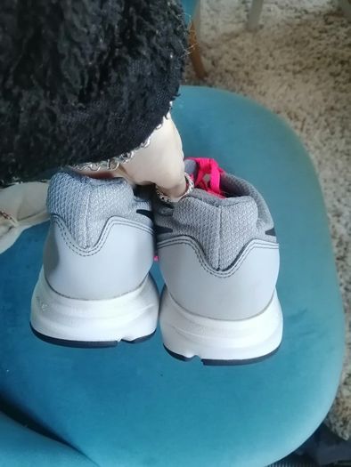 Grey and pink Nike down shifter trainers