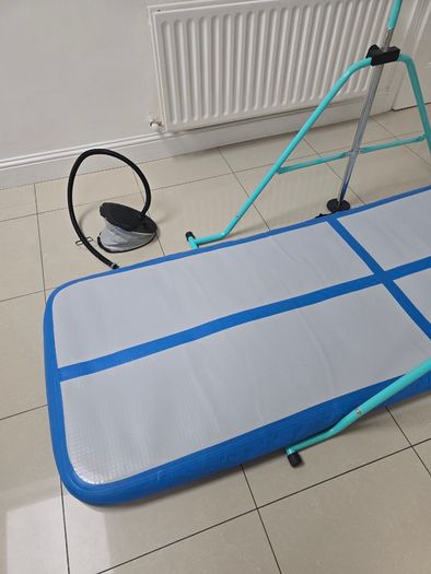 Air Track Inflatable Gymnastics Mat with Adjustable Bar & Pump