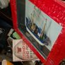 MODEL Fisfing Boat Trawler Framed Behind Glass. In Good Condition. Image 7