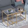 Nesting Tables, Set of 2 End Table, Coffee Tables, Side Table with Metal Frame for Living Room/Bedroom/Balcony/Office/Apartment, Diameter 60/40 cm (Gold Frame, Glass Top) Image 7