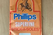 Phillips Superfine 'stick-a-soles' with 2 soles Police sticker cobbler shoe repairs advertising