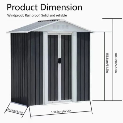 Metal Shed 5x3FT Apex Roof