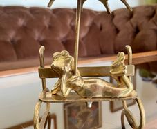 Vintage Brass Mid Century Frog with Umbrella Figurine 1970s