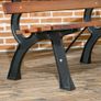 2-Person Bench for Garden & Patio, Cast Aluminum+Natural Wood, 120 x 57 x 70 cm, Brown Image 2