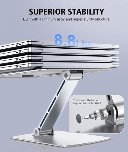 Laptop Stand Adjustable Height, Ergonomic Air-Ventilated Laptop Riser Holder for Desk, Aluminum Foldable Laptop Cooling Pads Computer Stand Compatible with MacBook