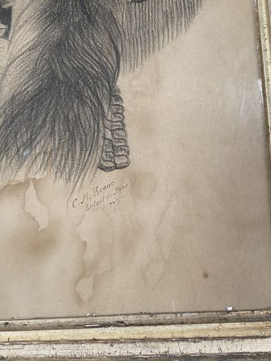 Amazing Antique, C. M. KEANE, NAPOLEON A EYLAU, charcoal on paper