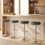 Set of 2 Swivel Bar Stools PU Leather Height Adjustable with Footrest Brown Image 3