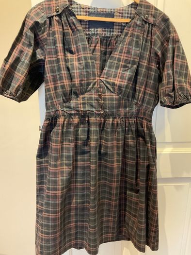 Gorgeous French designer Sessun black check boho style dress L 12