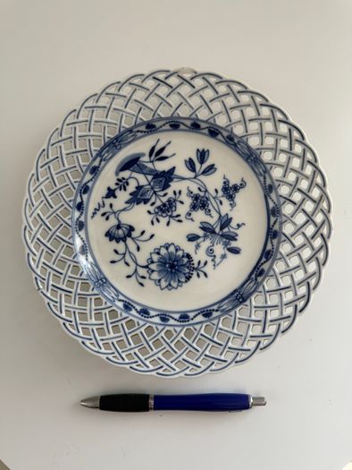 KPM Berlin. Antique Blue & White Reticulated Porcelain Plate. Royal Porcelain Manufactory