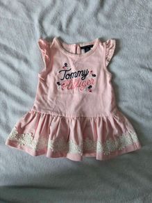 Tommy Hilfiger Baby Girl Pink Dress with Lace Trim (18 Months)