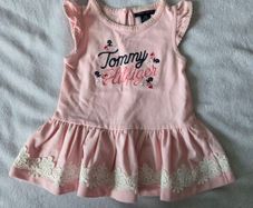 Tommy Hilfiger Baby Girl Pink Dress with Lace Trim (18 Months)