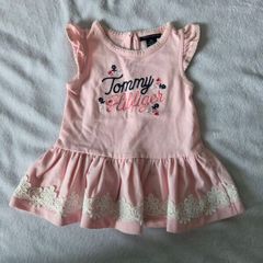 Tommy Hilfiger Baby Girl Pink Dress with Lace Trim (18 Months)