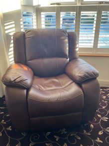 Leather reclining arm chair