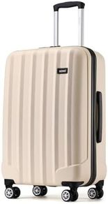 28 Inch Large Hard Shell Luggage Lightweight ABS with 4 Spinner Wheels Business Trip Trolley Case Suitcase (Beige)