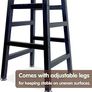 Round Bar Stool Square Leg Vintage Rustic Brown Easy Assembly for Home Kitchen Counter - Set of 2 Image 3