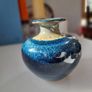 Stunning Louis Mulcahy Ireland Blue Drip Glaze Ceramic Posy Vase Medium - Made in Dingle Image 6