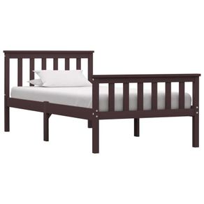 Bed Frame Dark Brown Solid Pinewood 100x200 cm