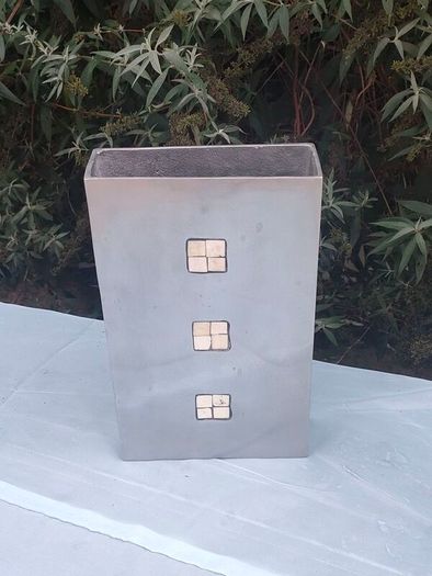Large Modernist Polished Metal flower vase