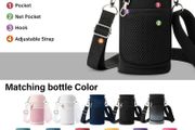 Insulated Water Bottle | Thickened Stainless Steel Vacuum Metal Thermos | Portable Sports Water Jug for Gym and Hiking with Straw, Carrier Bag, Handle Strap | BPA-Free 32 oz, Black