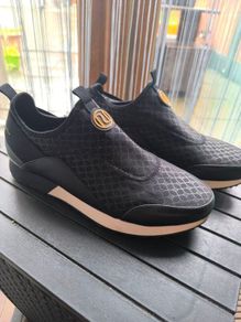 River Island slip on shoes black gold detail size 41 UK 7