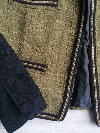Mango green black blazer jacket. size L 12 /14