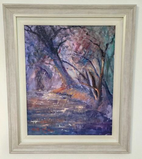 Adam Kos Oil Painting of Woodland Stream