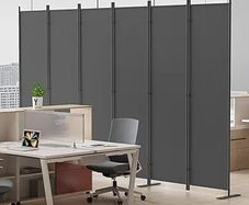 6-Panel 6 ft Tall Indoor Folding Room Divider, Portable Privacy Screen, Freestanding Partition Separator, Temporary Wall Separation for Bedroom, Office, 120" W X 71" H, Dark Grey