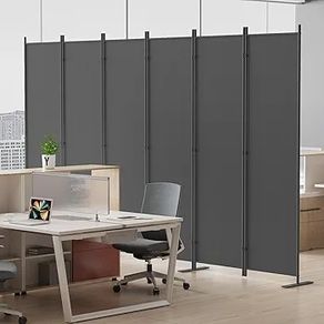 6-Panel 6 ft Tall Indoor Folding Room Divider, Portable Privacy Screen, Freestanding Partition Separator, Temporary Wall Separation for Bedroom, Office, 120" W X 71" H, Dark Grey