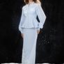 Confident Sensation Blue Floral Embroidery Pleated Sleeve Skirt Set Image 5