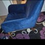 Blue Velvet Accent Armchair Image 2