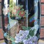 Japanese "Interpur" Ceramic Black Peacock/Floral Vase Image 6