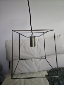 Ceiling Light - Square Wire Frame Pendant Brass