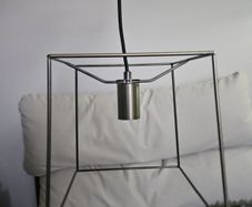 Ceiling Light - Square Wire Frame Pendant Brass