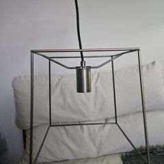 Ceiling Light - Square Wire Frame Pendant Brass