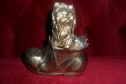 Vintage Brass Terrier Dog In A Boot:5"x5"(1.5lbs)