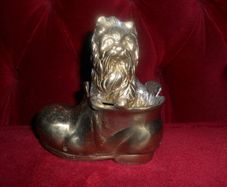 Vintage Brass Terrier Dog In A Boot:5"x5"(1.5lbs)