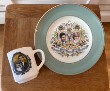 Prince Charles Lady Diana Royal Wedding 1981 Commemorative Plate and Matching Mug Set