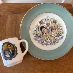 Prince Charles Lady Diana Royal Wedding 1981 Commemorative Plate and Matching Mug Set