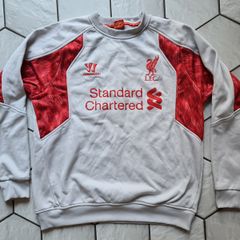 Liverpool Warrior Standard Chartered Jumper Sweater white red Size L Football Soccer