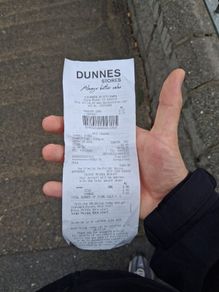Dunnes stores receipt touched by the big LK #dunnes #tuff