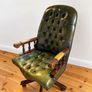 Vintage Genuine Green leather Chesterfield Mountbatton Captain Chair Image 2