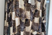 Marinello Abstract Beige Tones  long sleeve top Sz XL (Fit 12-16UK)  Bnwt Rrp 49.99