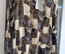 Marinello Abstract Beige Tones  long sleeve top Sz XL (Fit 12-16UK)  Bnwt Rrp 49.99