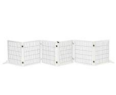 Wooden Pet Gate, Freestanding Dog Safety Barrier, w/ 2 Support Feet, White