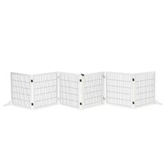 Wooden Pet Gate, Freestanding Dog Safety Barrier, w/ 2 Support Feet, White